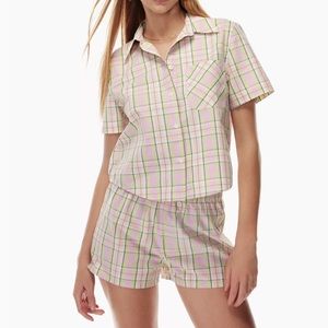 Sunday Best, aqua checked Eliza top